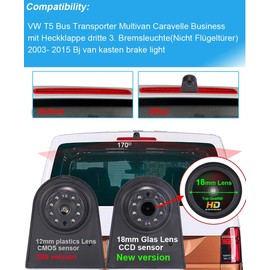 HD Auto IP68 Nachtsicht Wohnwagen Rückfahrsystem Bremsleuchte Rückfahrkamera Van Dachkamera Einparkkamera Einparkhilfen Mit winkelverstellbar Kompatibel mit V W T5 Bus Transporter Mu-ltivan Ca-ravelle