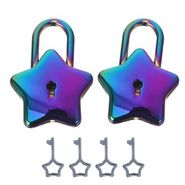 LITAITAI Mini Star Shape Decorative Padlock,Gold Star Lock with 2 Star Key,Luggage Cabinet Handbag Diary Book,Gym Locker Lock Easy Cute (Colorful-2PCS)