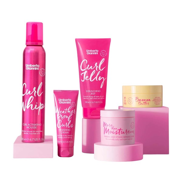Umberto Giannini Curl Styling Kit, 5-Step Routine for Styling Wavy,Curly