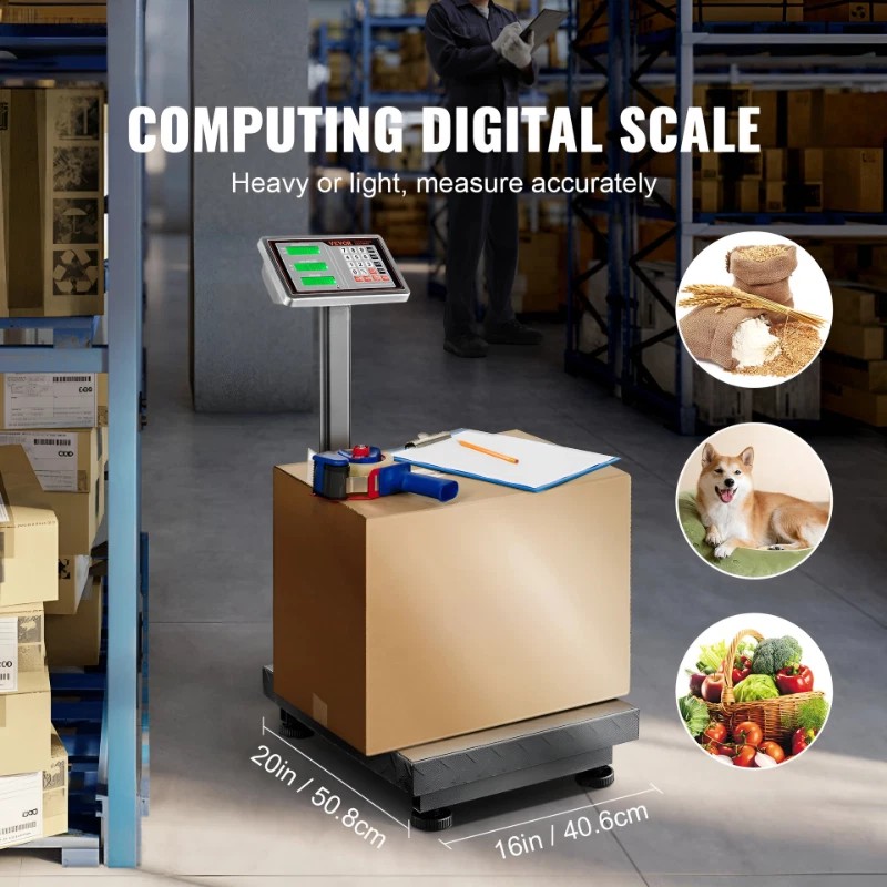 Vevor Digital Platform Scale 660lb Computing Floor Scale LB/KG Tare