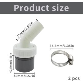 Washing Machine Drain Adapter, Siphon Washing Machine Connection, Washing Machine Connection, Drain Hose Adapter 40 mm with Hose Clamp for Washing Machines, Dishwashers, Dryers