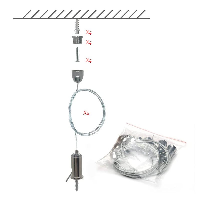 Suspension Cables Kit,Zliger 16 PCS Lamp Holder Suspension Cables Kit