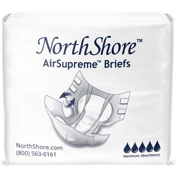 NorthShore AirSupreme Incontinence Tab-Style Briefs for Men and Women, Medium, Pack/15