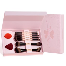 Jessup Brochas Maquillaje Set con Esponja de Maquillaje, 7pcs Set de Regalo Pinceles Maquillaje para Mujeres para Base Corrector Sombra de Ojos Contor