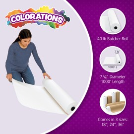 18 inches wide, 1000 feet long, White, Butcher Paper Roll, 40 lb stock, School Art Supplies, Art Supplies, Craft Paper, Drawing Paper, Paint Paper, Paper for Kids, Classroom Paper Roll, Coloring Paper