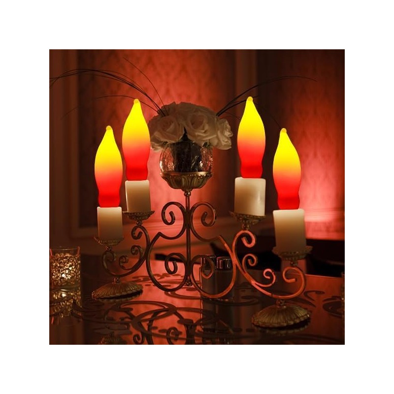12 Pack C18 Red and Yellow Christmas Flame Candle Lights