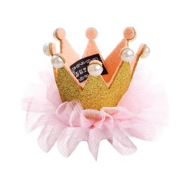 Xrten Fashion Cute Dog crown Hair Clip, Lace Pearl Pet Crown Hat Headdress Hair for Dogs Cats