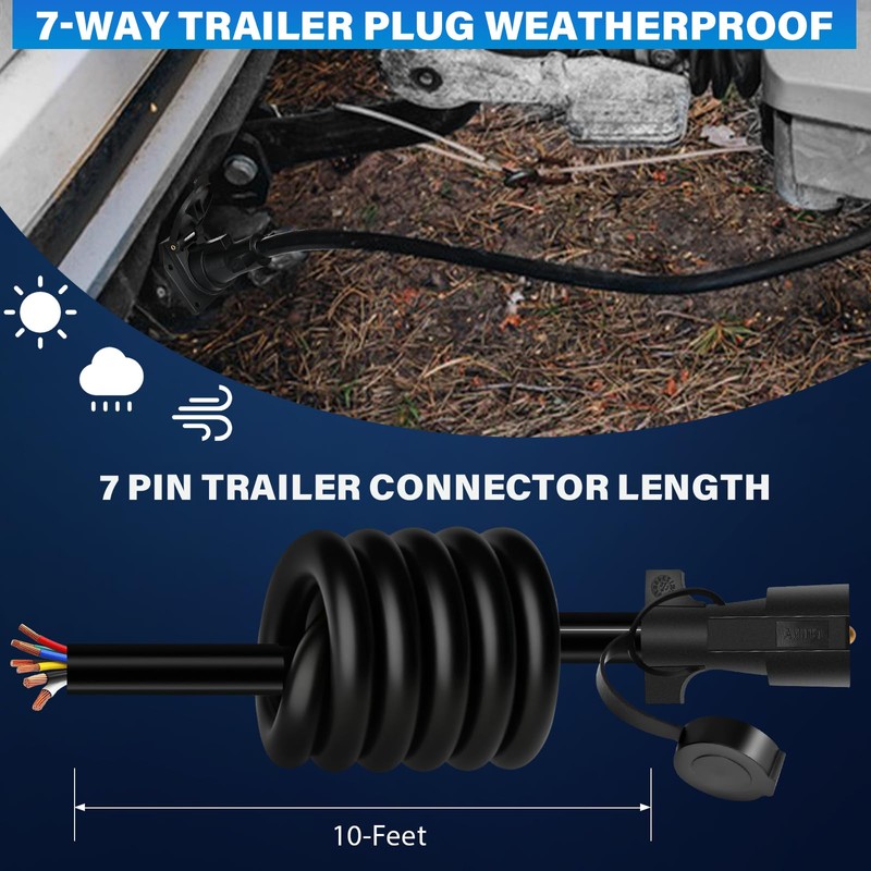 Billion wealth 10 Ft Heavy Duty 7 Way Trailer Cord
