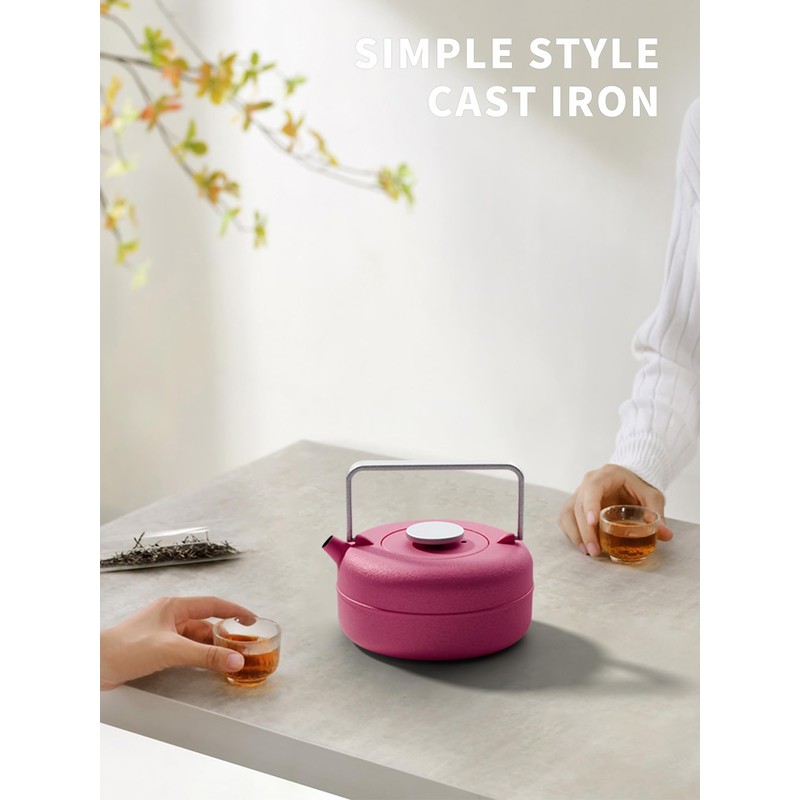 Toptier Teapot with Removable Infuser, Cast Iron Tea Kettle Stovetop