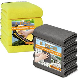 10 PCS Microfiber Cloths Set Magic Cloth Without Water Marks Reusable, Shiny Wipes for Window, Mirror, Bathroom, Shower Cleaning - E-Cloths for Stainless Steel and Glass Surfaces