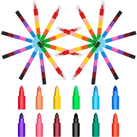 Hsyydzi 10 Pcs Stackable Crayons Stacking Buildable Crayons Colorful Stackable Crayons Party Favors DIY Rainbow Pencils