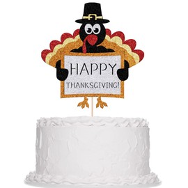 Sleyberoy 00 Pieces Thanksgiving Cupcake Toppers - Autumn Harvest Themed, Thanksgiving Pumpkin Leaves Pine Cone Cups, Thanksgiving Birthday, Anniversary Themed Decorations (Thanksgiving Turkey)