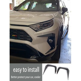 KEAIMEI Fog Light Trim Cover Front Eyebrow Spoiler For 2019 2020 2021 2022 Toyota Rav4 Car Accessories （ Black ） 2 PCS (100302927)