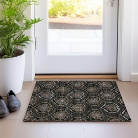 Addison Rugs Chantille ACN809 Black 1'8" x 2'6" Indoor/Outdoor, Machine Washable, Easy Clean, Non Shedding, Bedroom, Living Room, Dining Room, Kitchen, Patio Rug