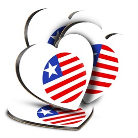 Destination Vinyl ltd Great Coasters (Set of 4) Heart - Liberia Africa Monrovia Flag Drink Glossy Coasters/Tabletop Protection for Any Table Type #9110
