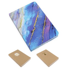 Fashion Stationery Notebook Notepad A5 Hardback Marble Lined Notebooks Journal To Do List Organiser Travel Writing Pads 120 Sheets (240 Pages) (Blue Marble)