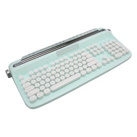 Teclado Retro de Máquina de Escribir, Teclado Inalámbrico Bluetooth con Soporte para Tablet, Teclado Mecánico de 104 Teclas Redondas para Smartphone  