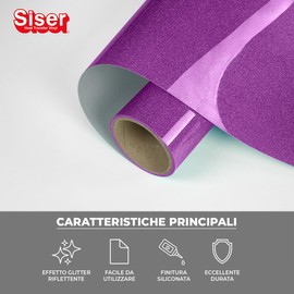 Siser Twinkle Purple, 30 cm x 0.5 m Thermal Transfer Vinyl Reflective Glitter for Customising Fabrics, Clothing and Accessories, Craft Items, Easy to Cut