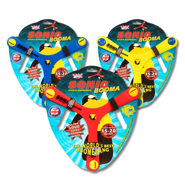 Wicked Sonic Booma | The Sports Boomerang that Whistles and Screams as it Flies (Red)