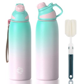 Fjbottle Stainless Steel Water Bottle 600ml/800ml/1L/1.5L with Magnetic Lid, BPA Free Insulated Water Bottle, Sports Metal Water Bottle Hot&Cold Drinks Vacuum Flask Leak-Proof for Gym, Work, Travel