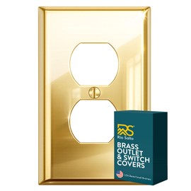 Rio Salto BRASS High Polished Gold Duplex Outlet Cover – Signature Collection Premium Outlet Covers Light Switch Cover Wall Plates Shiny Gold Single Gang Standard Size 2.75" X 4.50"