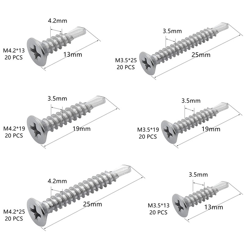 120 PCS Stainless Steel Self Drilling Screws,Self Tapping Screws for