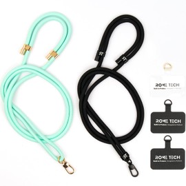 Rome Tech Phone Lanyard Crossbody - Durble Strap Compatible With all Phone Cases - Crossbody Lanyard (2 straps) - Black & Mint Green