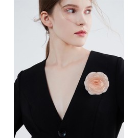 Delicado broche de flores de rosa, delicado broche de flores de encaje grande, clásico para bodas, fiestas, bailes, banquetes para mujeres, mujeres, elegante, pin de solapa, accesorios de ropa, joyas, regalos del día de San Valentín, 100 mm, Metal, Sin g
