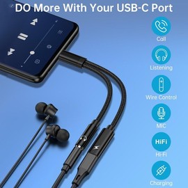 S24 Ultra USB Type C Cable 60W PD 3.0 Fast Charging Cord and USB C to 3.5mm Headphone Adapter for Galaxy Z Flip 5 /S23 FE S22 S20 S21 A55 A54 A35 A14,2 in 1 USB C to Aux Audio Dongle Cable