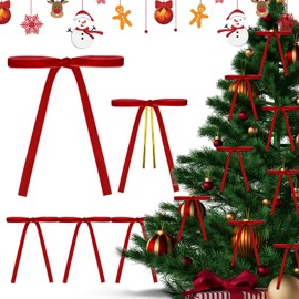 24 Pcs Velvet Christmas Bows - 5 x 7 Inch Vintage Rustic Ribbon Bows for Wreaths, Garlands, Gifts, and Home Decor - Perfect for Christmas, Weddings, Indoor & Outdoor (Red)