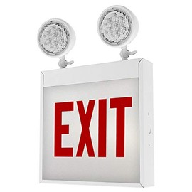 LFI Lights - UL Certified - Hardwired Red LED Chicago Approved Combo Exit Sign - Battery Backup - Emergency Fire Safety - UL924 - CHCO