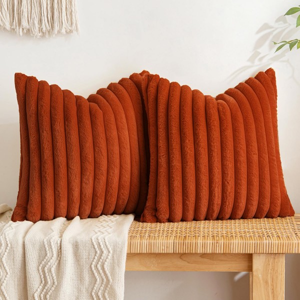 MIULEE Fall Rust Throw Pillow Covers 16x16 Inch Set of
