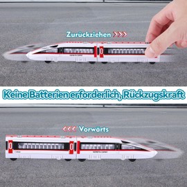 VBACALA Set of 4 Children's Railway Toy Railway Toy, Train with Magnetic Connection Trains for Wooden Rails, Locomotive with Retraction Force, 2 Locomotives Compatible with Magnetic Train Wagons