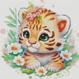 Amiiba Pre Printed Cross Stitch Kits for Adults, XXXXX 11K Embossed Embroidery Kits, 40x70cm, DIY Wall Art Decoration for Beginners and Kids (Tiger)