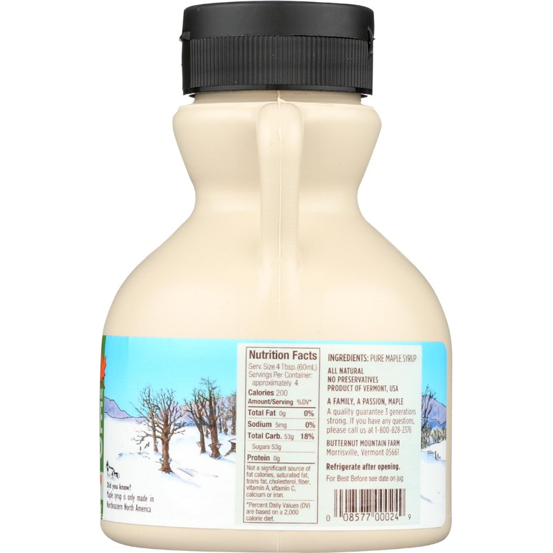 BUTTERNUT MOUNTAIN FARM Rich Amber Maple Syrup Jug, 8 FZ