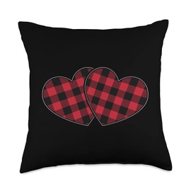 Valentines Day Couple Love Chocolate Lover Gift Two Red Hearts Valentine's Day Celebration Chocolate Lover Throw Pillow, 18x18, Multicolor