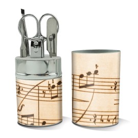 Vintage Sheet Music Notes Musical Score Musician Stainless Steel Manicure Pedicure Grooming Beauty Care Travel Kit