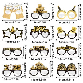 Lets Joy New Year's Eve Glasses 2024, Pack of 12 Happy New Year Glasses, Happy New Year Glasses, New Year Accessories, New Year Decoration Glasses, Party Photo Booth Props, New Year's Eve Party Bag