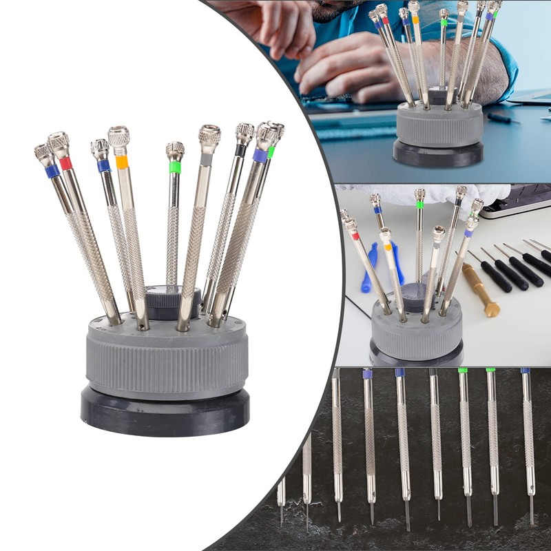 Mipcase Watch Screwdriver Set - 9pcs Flat Slotted Different Sizes