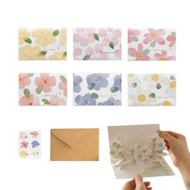 Buer Homie 3d Karte Blumen，Pop-Up-Danke Karten, Satz Von 6 Mit UmschläGen & Siegel (zarte Blumen)