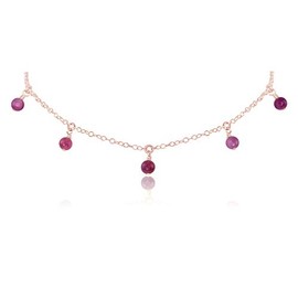 Ruby Bead Drop Choker in 14k Rose Gold Fill