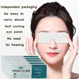HUFLYI Cold compress eye mask, hydrogel eye patch, cooling eye mask, self cooling cool eye mask, independent package, easy to carry, convenient to use, no need to freeze (6), 16cm, Blue