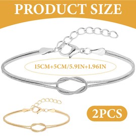 JAWUZ Pack of 2 Knot Bracelets, Gold, Partner Bracelets, Couples Gifts, Matching Couple Bracelet for Couples, Friendship, Relationship, Matching Bangle, a