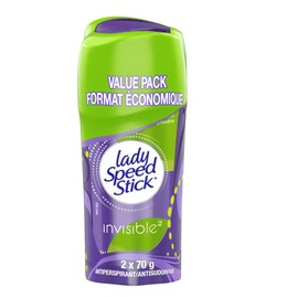 Lady Speed Stick Invisible Solid Antiperspirant, Powder Fresh, 2 x 70g (Twin Pack)