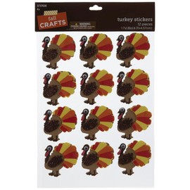 Fantastic Fall Miniature Thanksgiving Turkeys Adhesive Foam Stickers - 12 Pieces