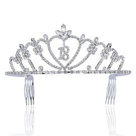 18 Years Old Four Eighteen Nineteen Fifty Five-Year-Old Rhinestone Tiara Crown With Hair Combs Princess Headband Headpiece Birthday Party T816 (#18 Silver)