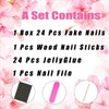 24Pcs Flower Press on Nails Medium Long Square Fake Nails