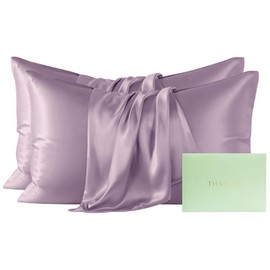 THXSILK Mulberry Silk Pillowcase King Size, Set of 2 Pillowcases, Pillow Cover with Hidden Zipper, Soft Smooth Cooling Pillowcases for Hair and Skin, Gift for Women Men, Purple