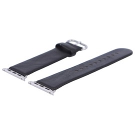 MARBURGER Watch Strap 24 mm Leather Black Silver Smooth – Mounting Set 1802410000120, Classic