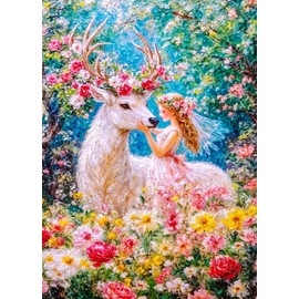 Deer Girl Jigsaw Puzzle 1000 Pieces Adult White Deer Graceful Girl Puzzle Adult 1000 Pieces Puzzles
